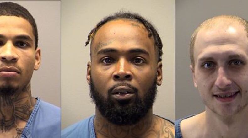Rashawn Arnold, Jamarcus Brown and Matthew Goeke (pictured from left to right) were arrested during two RANGE Task Force searches in Montgomery County Wednesday. Photos courtesy Montomgery County Sheriff’s Office.
