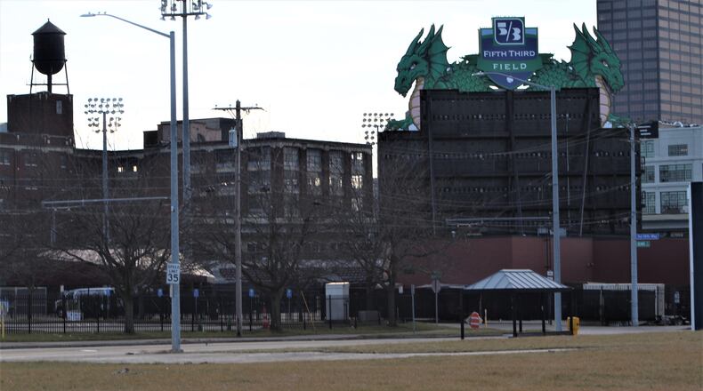 The property on the 500 block of East Monument Avenue targeted for a new commercial building. CORNELIUS FROLIK / STAFF