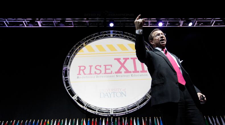 David Darst, managing director and chief investment strategist for Morgan Stanley Smith Barney, spoke in 2012 at the University of Dayton R.I.S.E. Forum, held at UD Arena. Each year, the UD event brings in top national business leaders to discuss economics and the international business landscape. CHRIS STEWART/STAFF