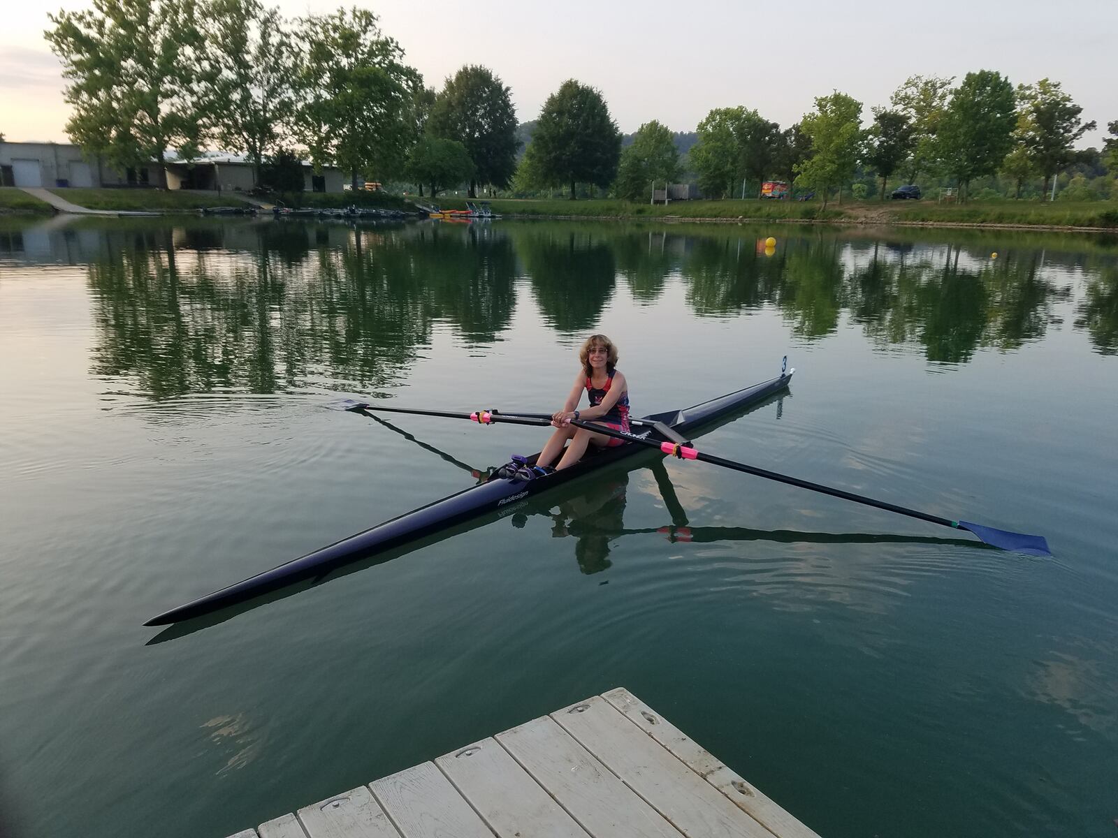 Meg Evans in her single boat, sized especially for her. If rowers try to row a boat that is too large or heavy for them, it will be much more difficult to control. CONTRIBUTED