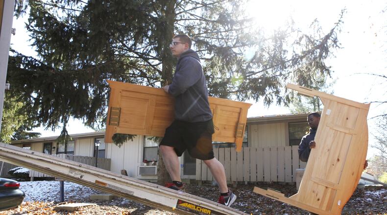 Most counties in Ohio, and in the Dayton region, saw a drop in homeownership rates during the recession, new Census data show.The state as a whole showed an average drop in homeownership of 1.6 percentage points for the three-year period 2010 through 2012 compared to the three-year period ending in 2009. Movers Ryan Newhouse, left, and Sean Rhodes move the belongings of a 28-year-old woman who is moving back in with her parents due to financial needs. TY GREENLEES / STAFF