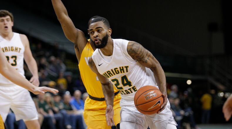Wright State junior guard Mark Alstork drives to the basket against Valparaiso on Friday night at the Nutter Center. TIM ZECHAR / CONTRIBUTED