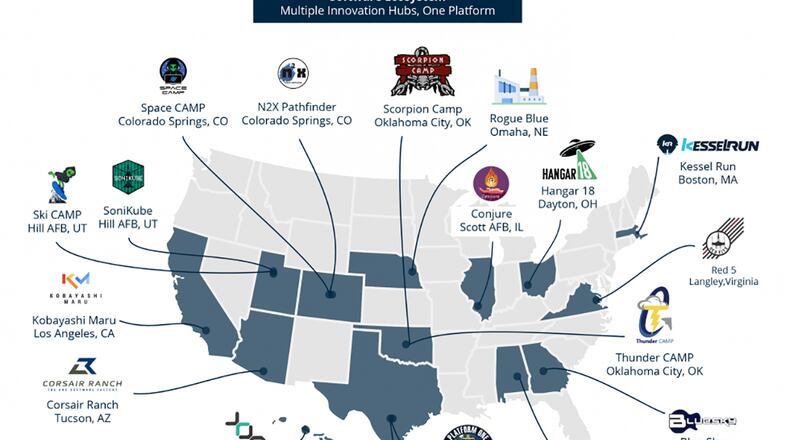 The Department of the Air Force now boasts a software ecosystem of 17 innovation hubs and software factories under one platform across the United States. COURTESY ILLUSTRATION