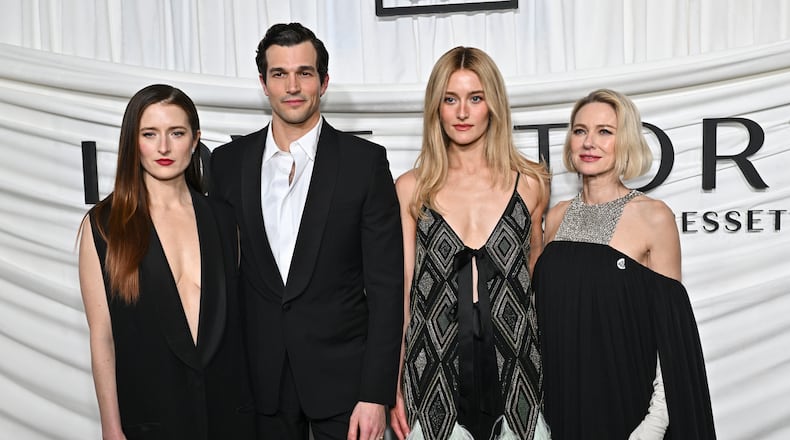 Grace Gummer, from left, Paul Anthony Kelly, Sarah Pidgeon, and Naomi Watts attend the premiere of FX's "Love Story: JFK Jr. & Carolyn Bessette" at Carnegie Hall on Tuesday, Feb. 3, 2026, in New York. (Photo by Evan Agostini/Invision/AP)