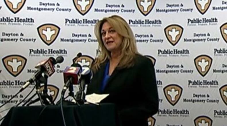 Health Commissioner Melissa Howell of Greene County Public Health speaks during a joint press conference on the coronavirus situation with Public Health - Dayton & Montgomery County on Tuesday, March 31, 2020.