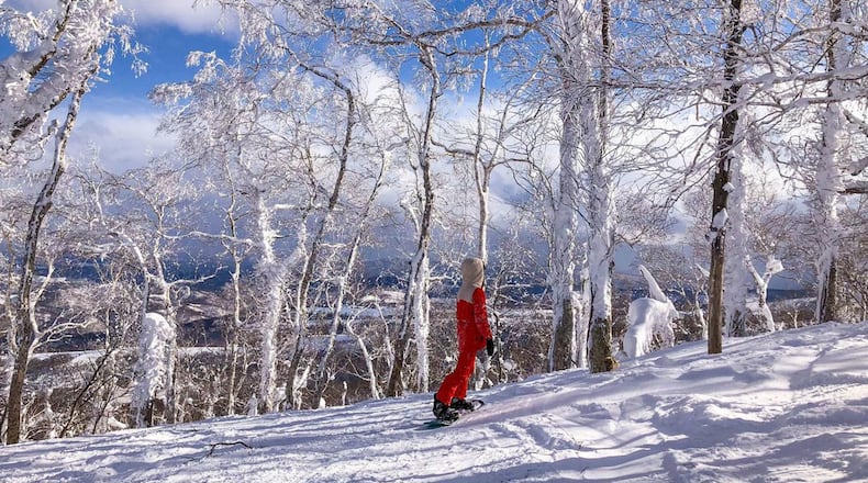 Hunting for fresh powder tracks in Rusutsu. (Rachel K. Cross)