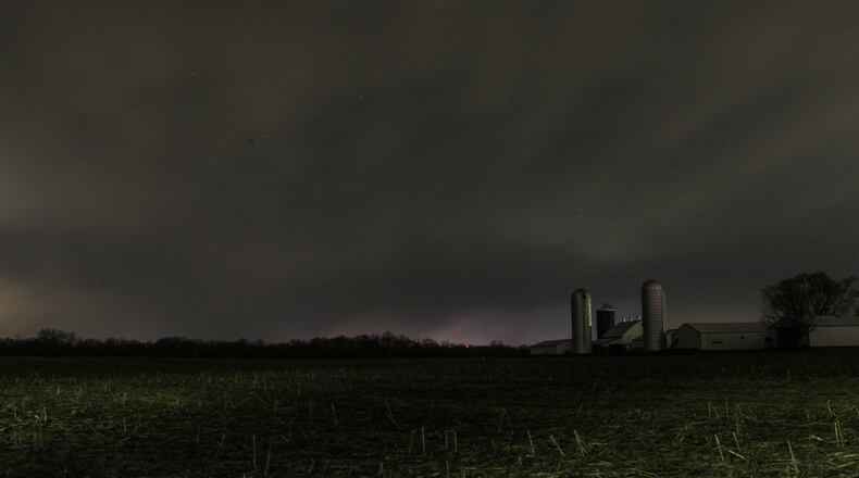 A view of a storm in western Montgomery County the night of April 8, 2020. JIM NOELKER/STAFF