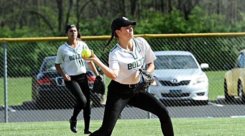 Northmont junior shortstop Anna Mangen is one of five nieces who have played for Thunderbolts coach Kris Mangen, along with sister and senior Erin Mangen. Anna is third on the team in hitting with a .394 average. GREG BILLING / CONTRIBUTED