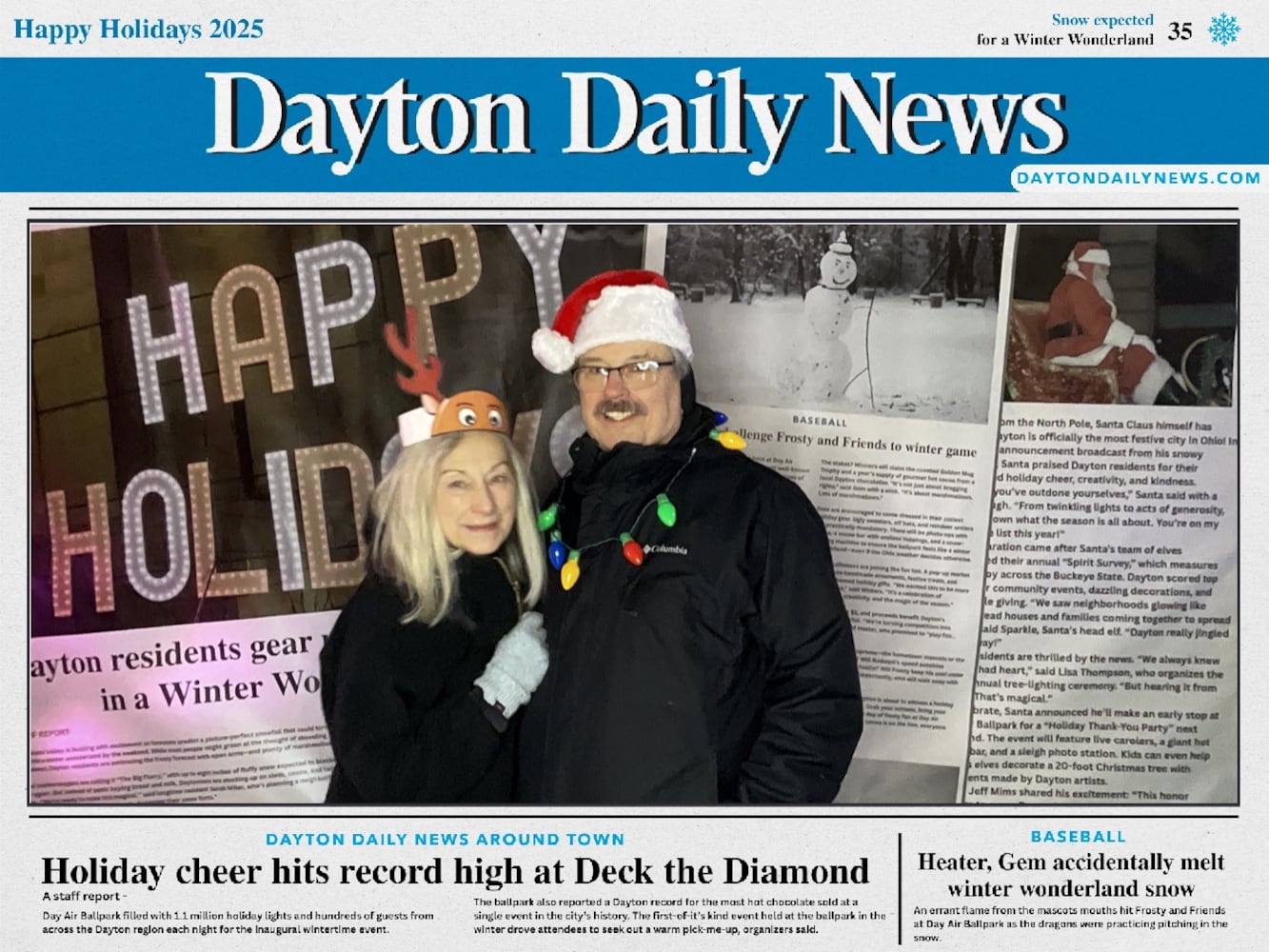 "Front Page News" photobooth at Deck the Diamond