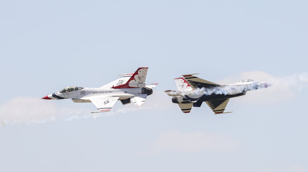 The Air Force Thunderbirds performed for the second time this weekend at the CenterPoint Energy Dayton Air Show on Sunday, June 22. BRYANT BILLING / STAFF