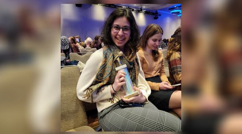 Schutte after receiving her IBS first place IBS award for Best Newscast in the Intercollegiate Broadcasting System College Media Awards. She beat out hundreds of students across the country in this category. CONTRIBUTED