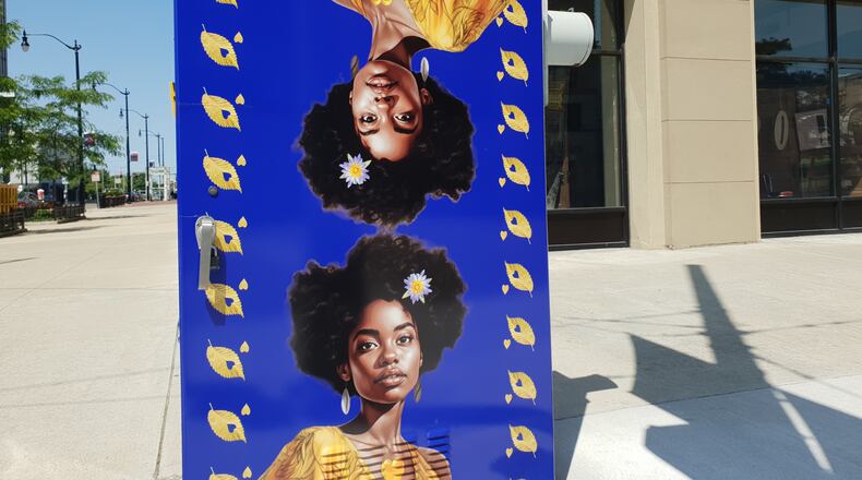 Janaye Adams's ArtWrap in front of the Dayton Arcade. CONTRIBUTED