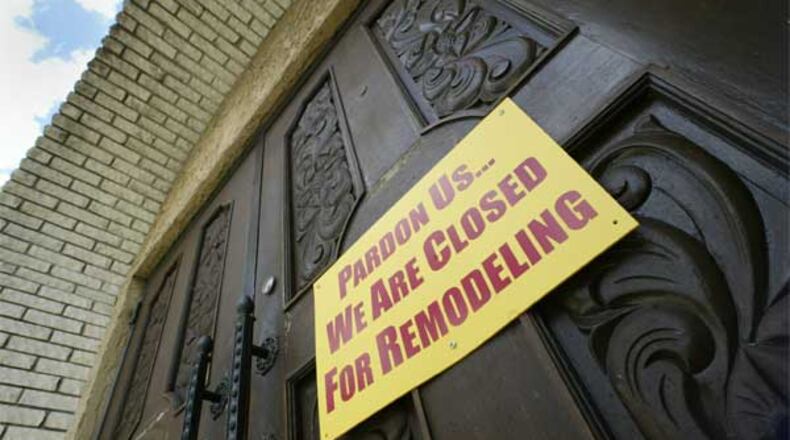 The doors were closed at Dominic's Italian and American Restaurant, 1066 S. Main in Dayton before the announcement came that the restaurant had been sold to Miami Valley Hospital. Staff photo by Chris Stewart