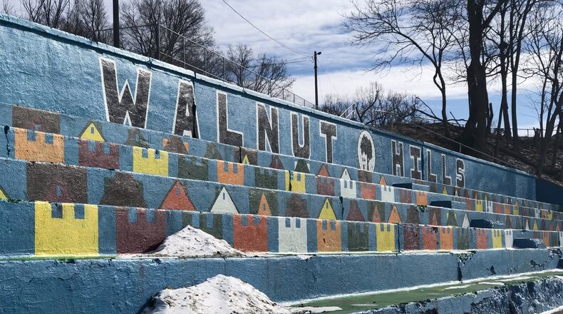 Volunteers spent about 400 hours painting the mural at Walnut Hills Park. Walnut Hills had the highest score of Dayton’s neighborhoods for engagement and capacity. CORNELIUS FROLIK / STAFF