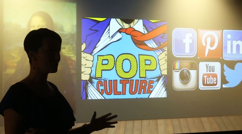 Adrienne Lee, art historian, during her 90-minute, weekly class on Friday, July 6, 2018 at Rollins College. Lee discusses Art History in Pop Culture: How the Internet Changes How We See Art. (Red Huber/Orlando Sentinel/TNS)