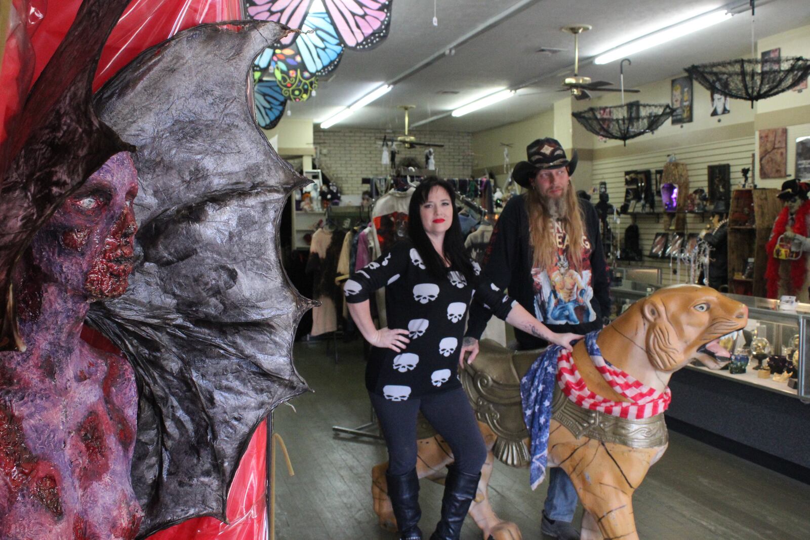 Shane and Cherish Harrell Brooks opened The Secret Chamber House of Oddities and Art at 17 W. Main St. in Fairborn just in time for the Halloween 2017 season. Photo by Amelia Robinson