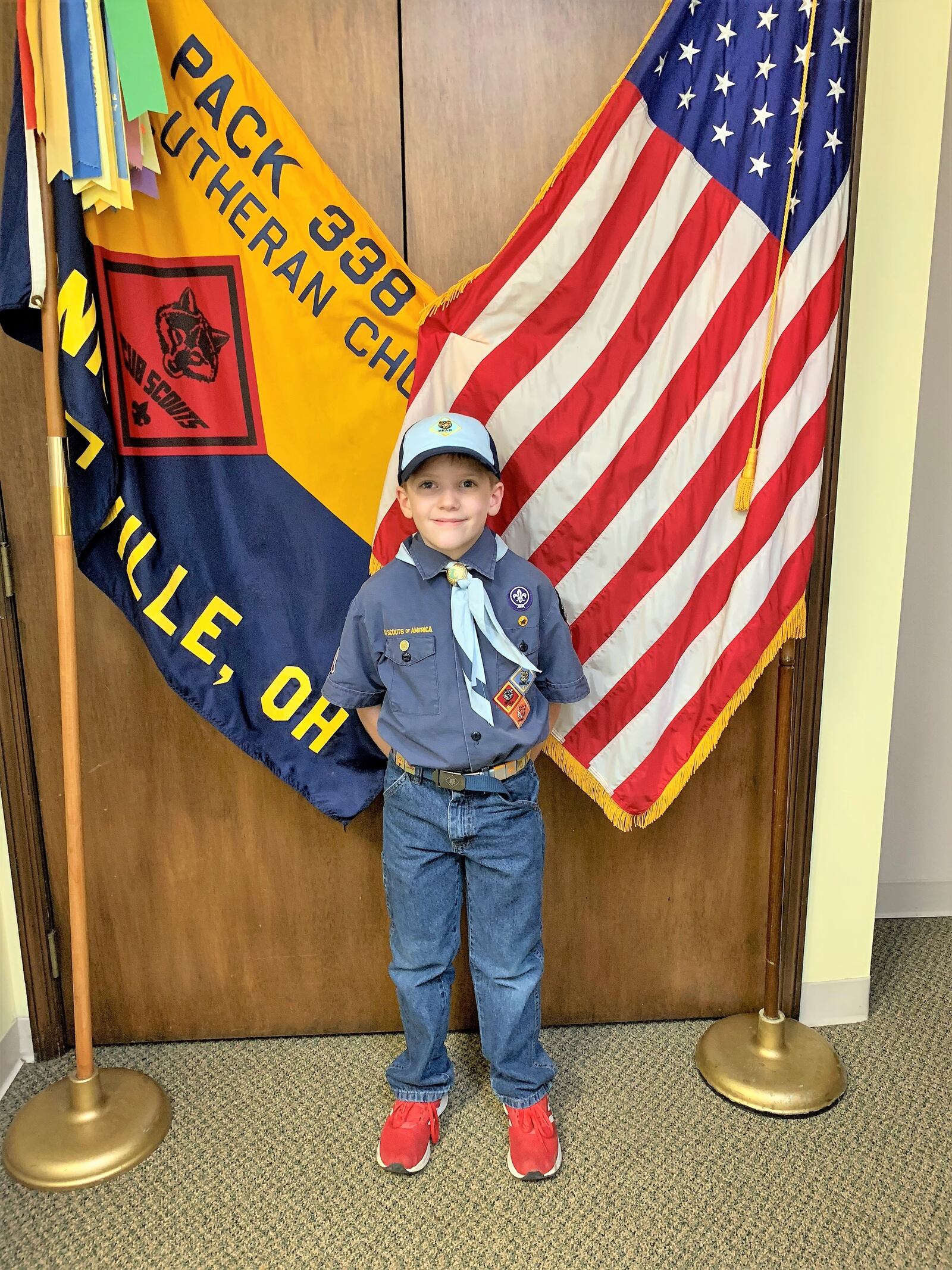 Cub Scout Collin Schaefer  lead and effort that collected nearly 6,000 handmade Christmas cards for children being treated at Dayton Children’s Hospital.
