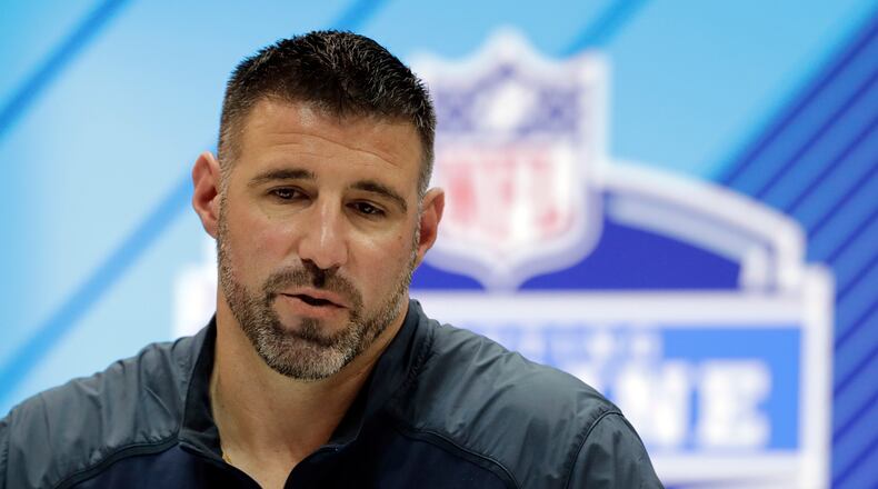 Tennessee Titans head coach Mike Vrabel speaks during a press conference at the NFL football scouting combine, Wednesday, Feb. 28, 2018, in Indianapolis. (AP Photo/Darron Cummings)