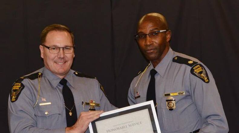 Former Lt. Doug Eck retires from the Ohio State Highway Patrol after serving 25 years.