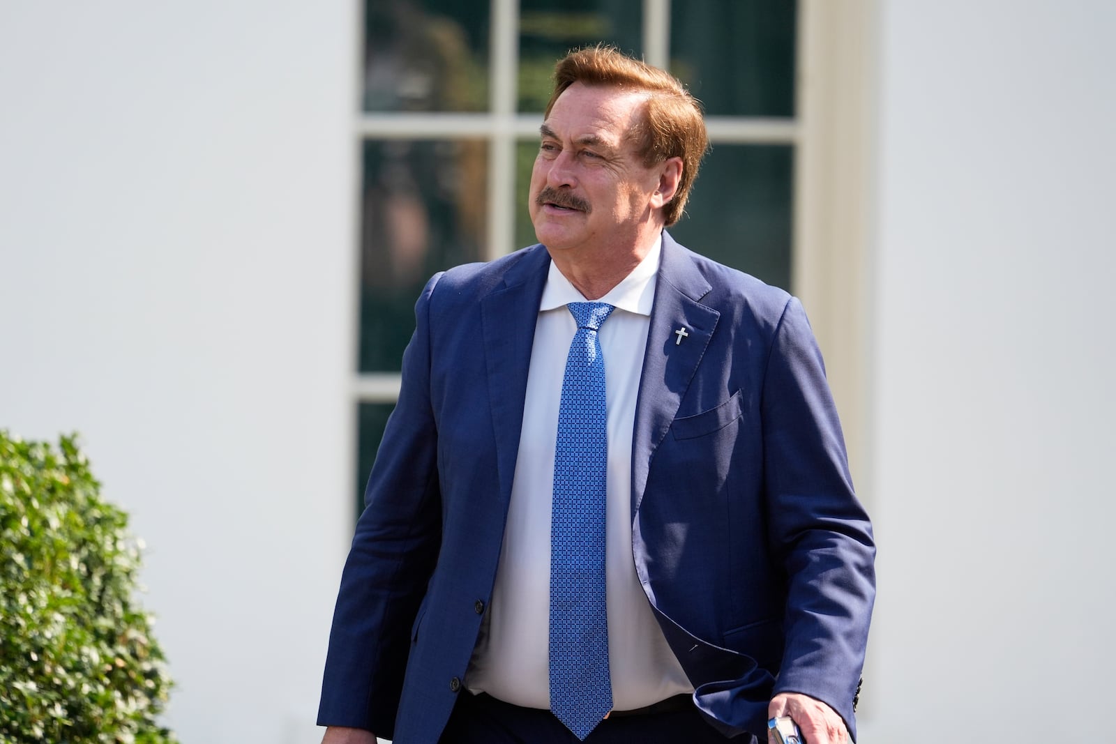 MyPillow CEO Mike Lindell exits the West Wing of the White House, Thursday, July 3, 2025, in Washington. (AP Photo/Mark Schiefelbein)