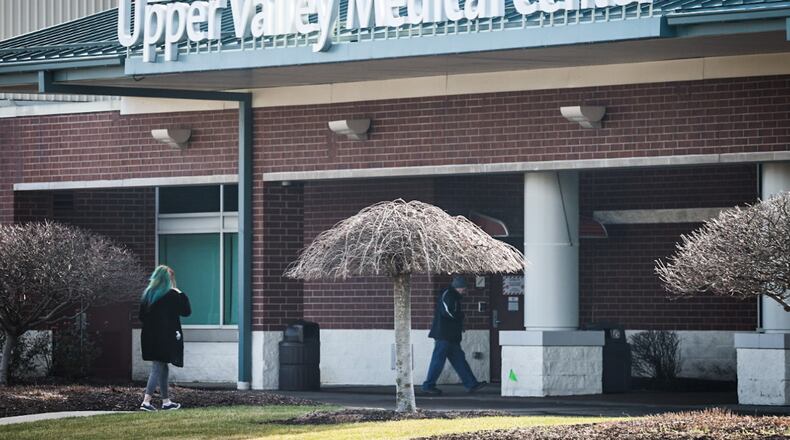 The entrance to Upper Valley Medical Center, 3130 N. County Road 25A in Troy. The hospital will be closing its labor and delivery unit in February. JIM NOELKER/STAFF