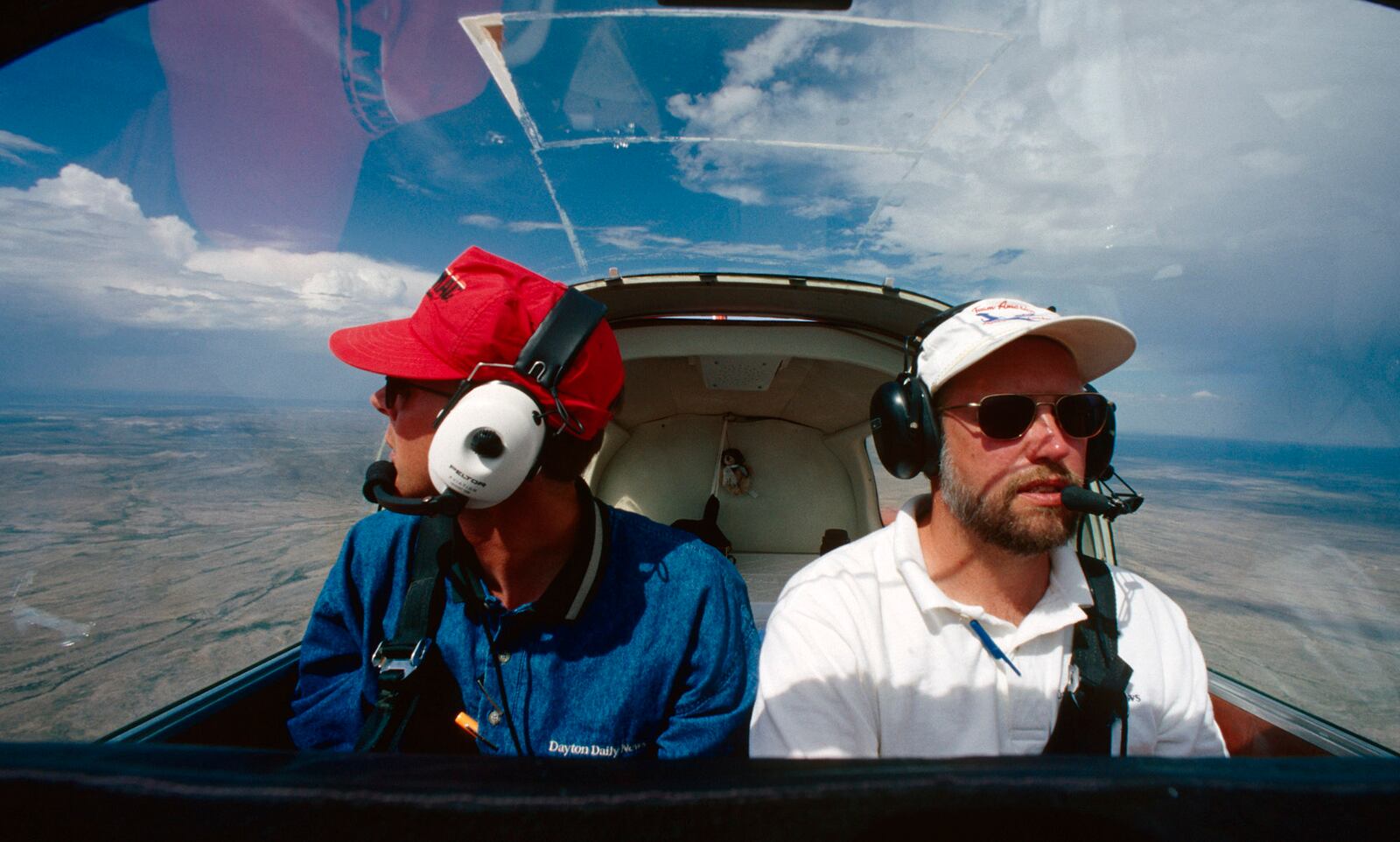 Greenlees watches thunderstorms erupt as Gaffney flies from El Paso to Lordsburg, New Mexico - 1997
