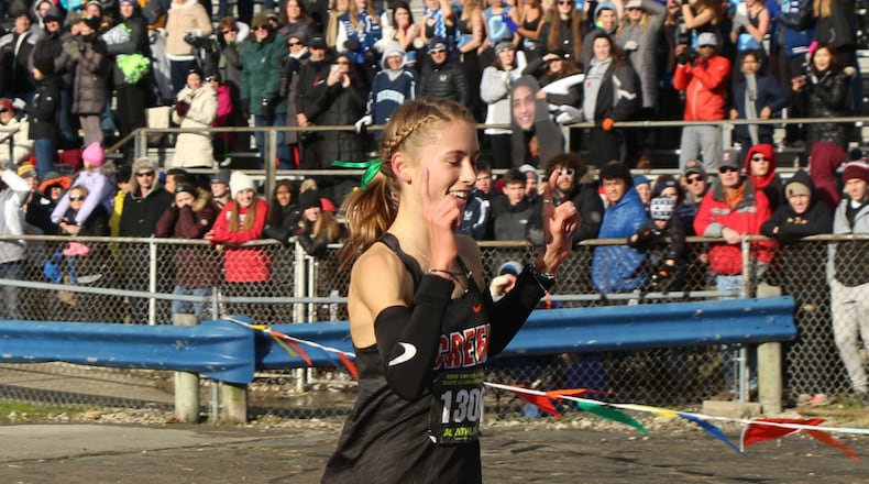 Beavercreek’s Taylor Ewert won the Division I state cross country championship last month at National Trail Raceway in Hebron. Greg Billing/CONTRIBUTED
