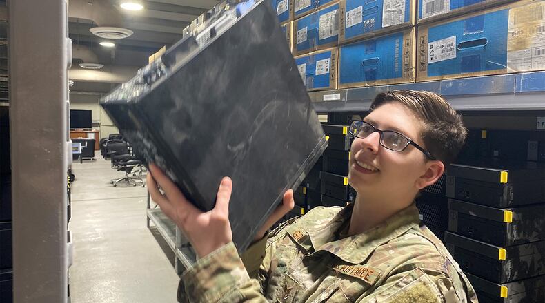 Staff Sgt. Valerie Graw leads a technology refresh project of 55 desktop computers from a deployed location in southwest Asia. Graw was named the 88th Air Base Wing’s 2020 Airman of the Year for her work in the 88th Communications Squadron. CONTRIBUTED PHOTO