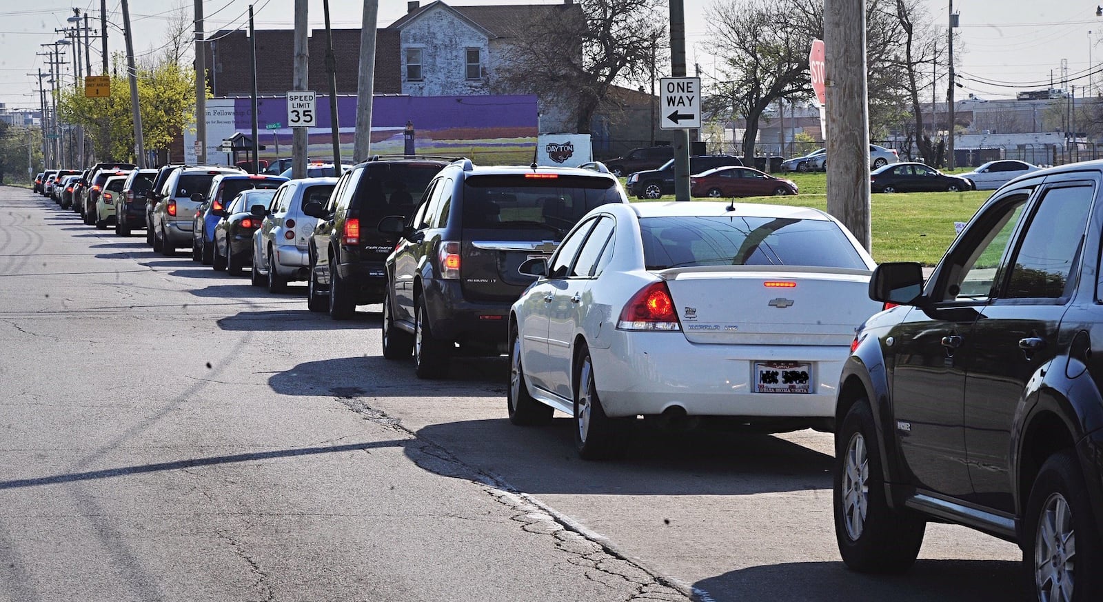 Traffic was backed up on Germantown Street Wednesday with people waiting to get into the Food Pantry. MARSHALL GORBYSTAFF