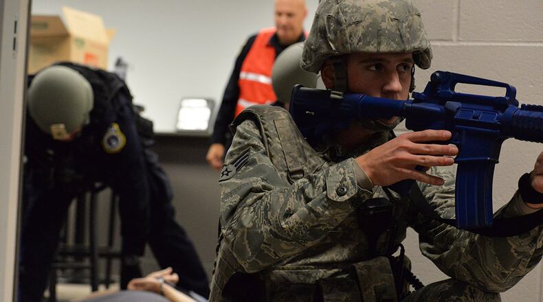 An active-shooter event can happen at any time or location and knowing how to quickly and effectively respond can save lives. (U.S. Air Force photo/Michelle Gigante)
