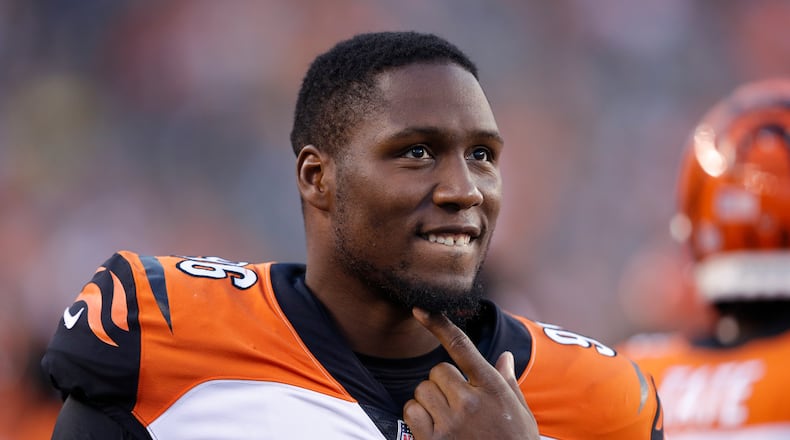 CINCINNATI, OH - AUGUST 09: Carlos Dunlap #96 of the Cincinnati Bengals looks on during a preseason game against the Chicago Bears at Paul Brown Stadium on August 9, 2018 in Cincinnati, Ohio. (Photo by Joe Robbins/Getty Images)