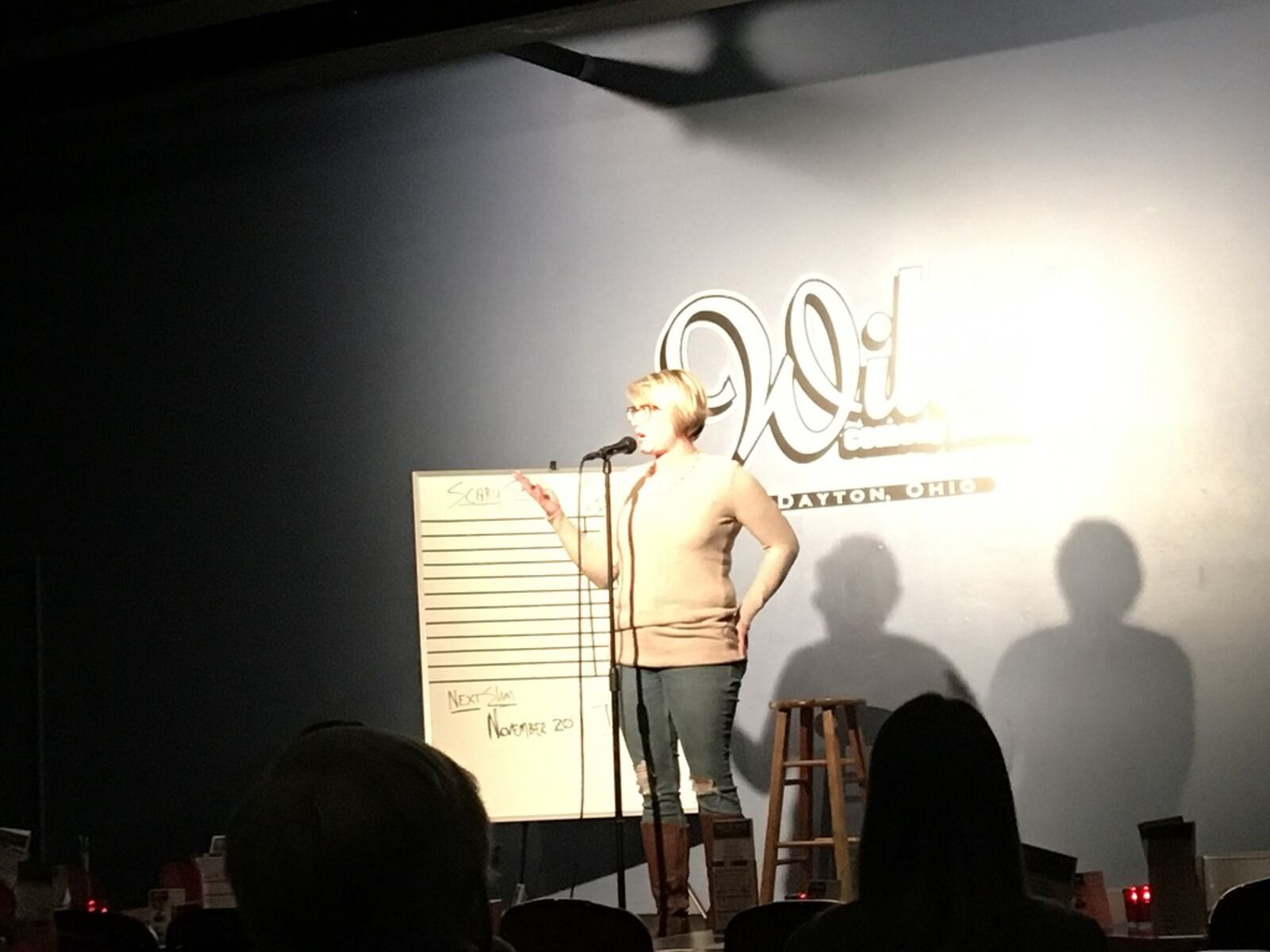 Faith Robertson on stage at Wiley’s telling a story. CONTRIBUTED