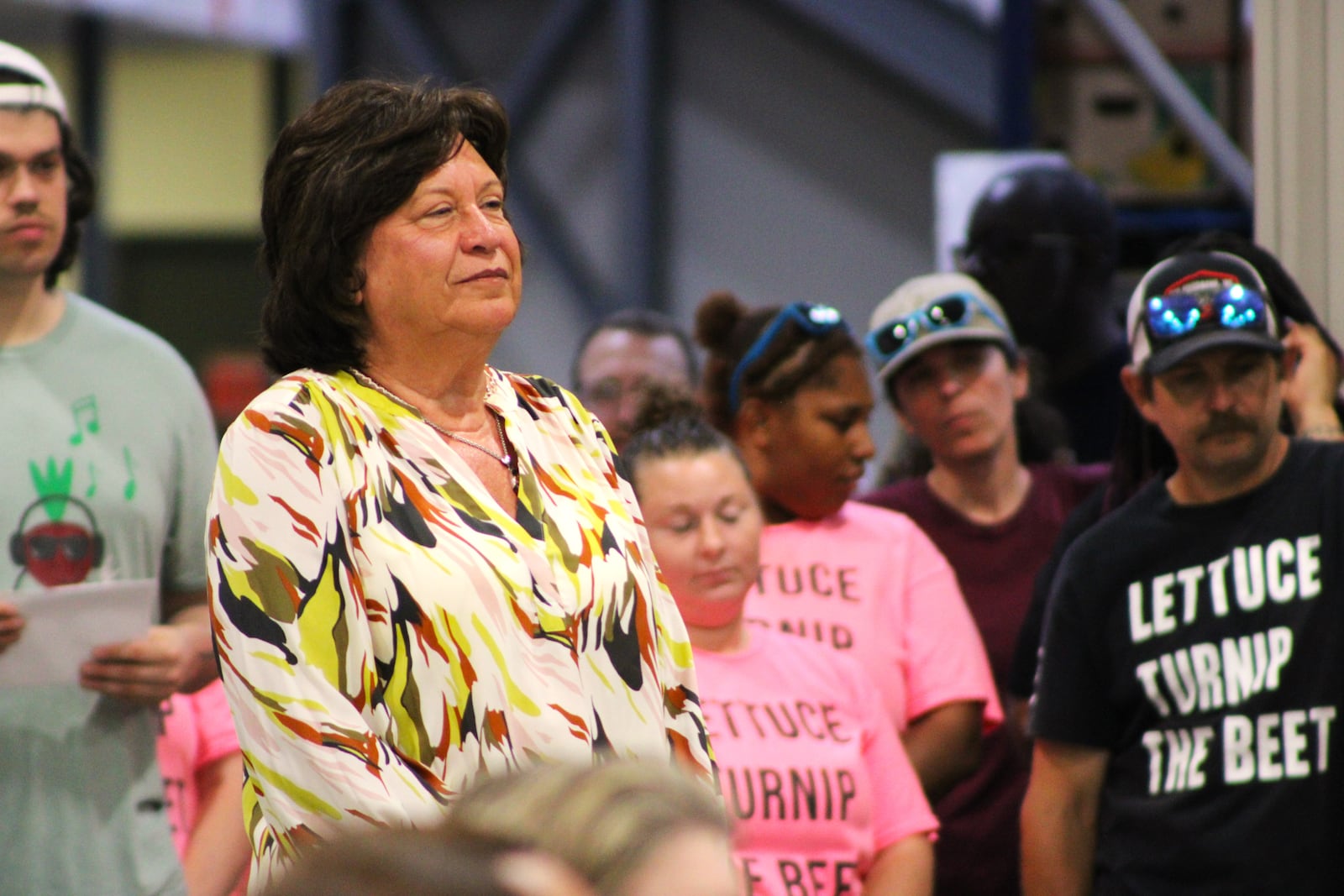 Foodbank Inc. CEO Michelle Riley stands in the food bank's warehouse during an event on Tuesday, Aug. 19, 2025. STAFF/SYDNEY DAWES
