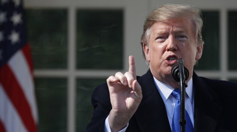 U.S. President Donald Trump speaks on border security during a Rose Garden event at the White House February 15, 2019 in Washington, DC. Trump said he would declare a national emergency to free up federal funding to build a wall along the southern border. (Photo by Chip Somodevilla/Getty Images)