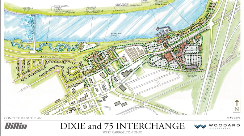 Representatives from West Carrollton, Woodard Development, Dillin LLC, Whitewater Park Merrick Engineering and McLaughlin Whitewater Design Group hosted a presentation and discussion from at West Carrollton High School Auditorium Thursday, Sept. 7, 2023. During the information session, they answered questions and update the community on the latest plans to advance the public and private investment.