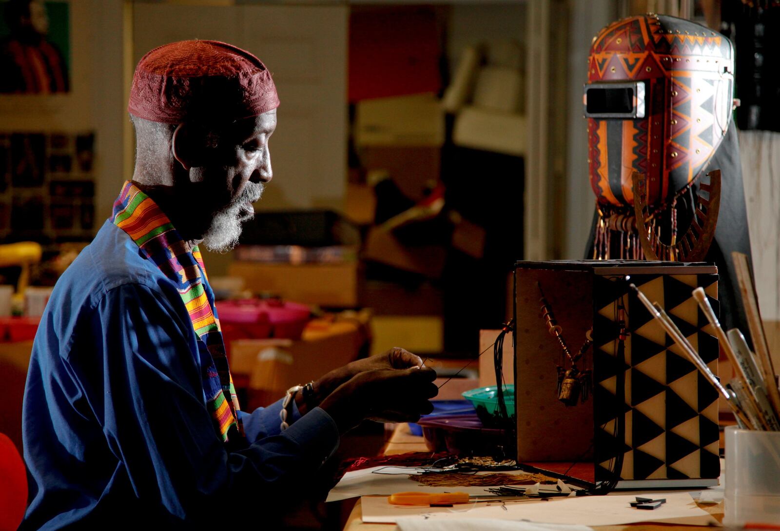 Bing Davis, seen here working in his Dayton studio. FILE