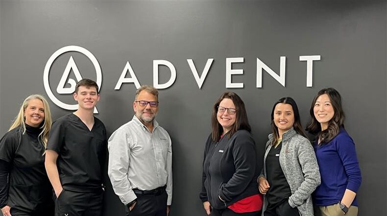 Advent recently opened at 9260 Marketplace Drive, Suite 102, Miami Twp., offering in-office treatments for nasal blockage, sinus issues, snoring and sleep apnea. Pictured are CT tech Terri Smith, medical assistant Alex Dyar, clinic supervisor Bruce Ferris, patient services representative Jess Drury, physician assistant Sumitra Acharya and physician assistant Jennifer Kuo. CONTRIBUTED