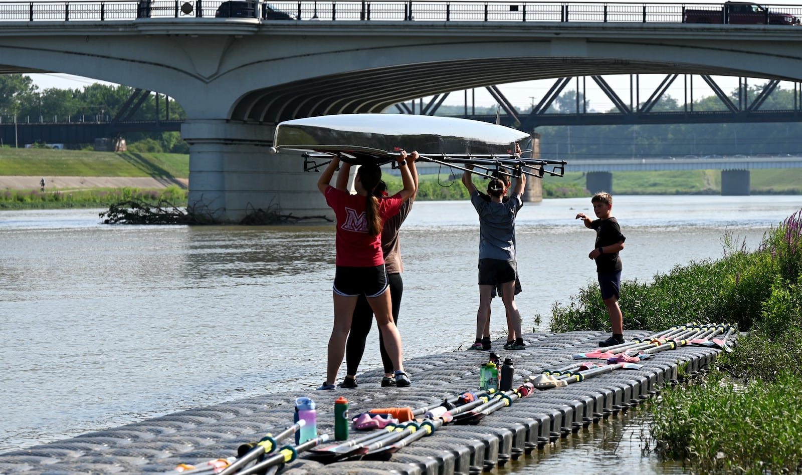 Great Miami Rowing Center had a historic finish in the youth national competitions in June in Florida, including two of its members making the 2025 World Rowing Beach Sprint Team that will compete in Turkey this November.  Pictured are members of the GMRC at practice on July 21, 2025. MICHAEL D. PITMAN/STAFF