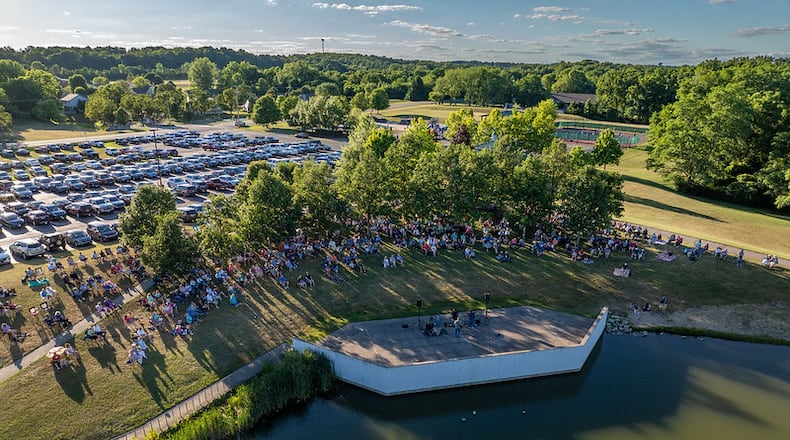 In this file photo, people gather at Dominick Lofino Park in Beavercreek for the city's Summer Concert Series hosted by Beavercreek Parks and Recreation. FILE