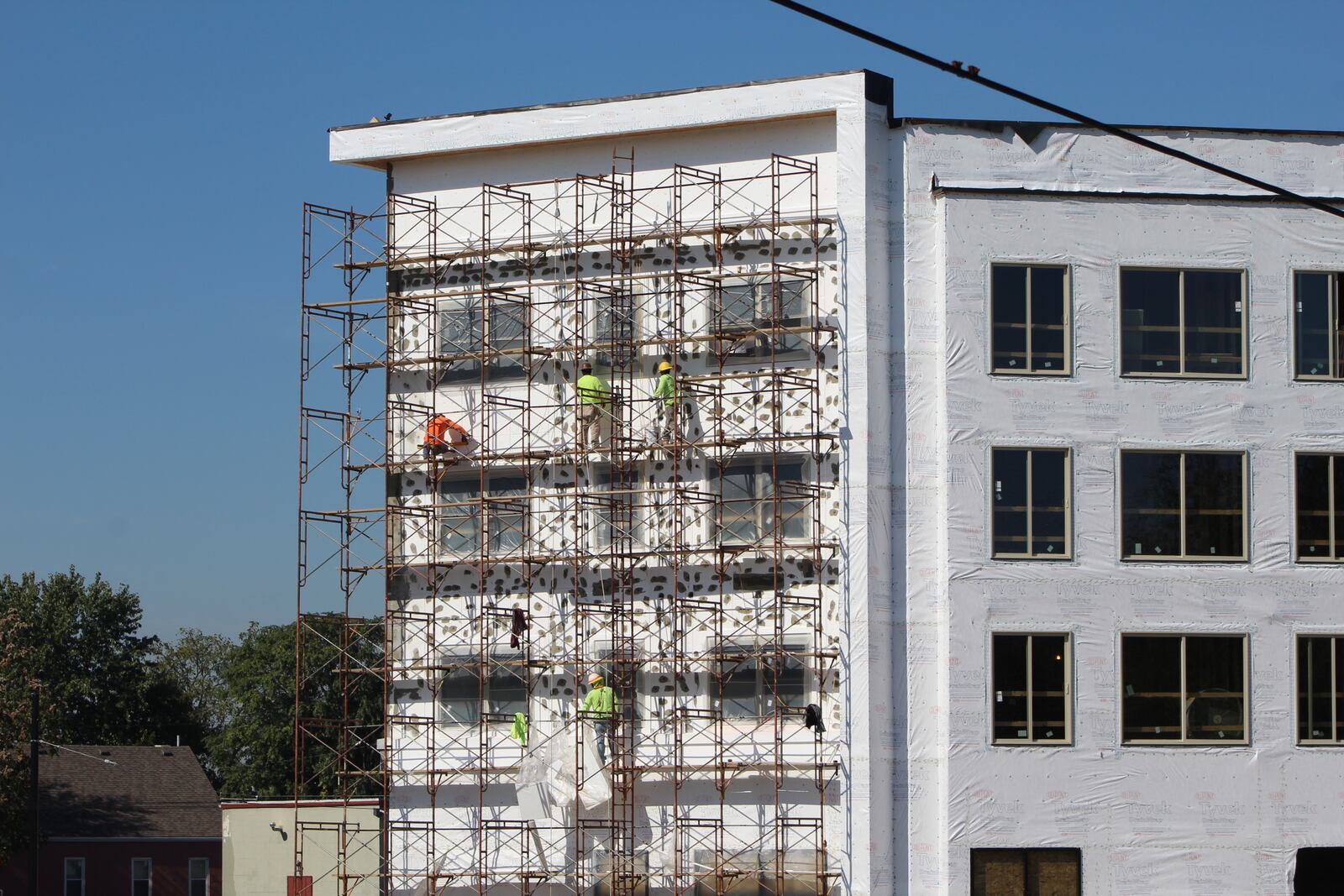 The Flats at South Park, at Burns and Warren streets, expects to open its apartments in January 2018, with leasing likely beginning in December. The apartments include a few studios and a mix of one and two bedrooms. CORNELIUS FROLIK / STAFF