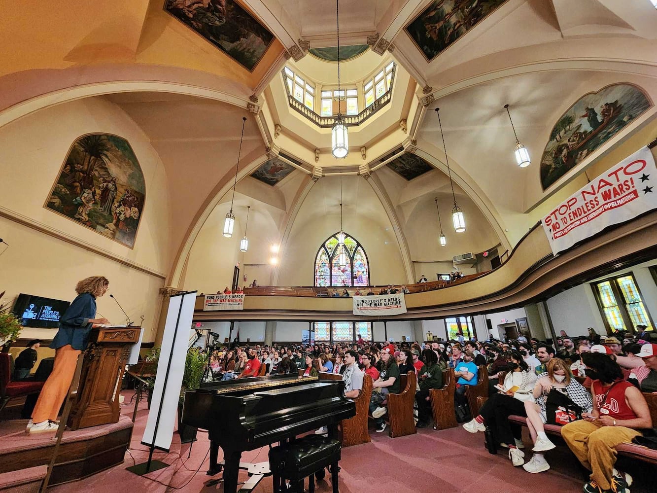 Protesters in church 052525