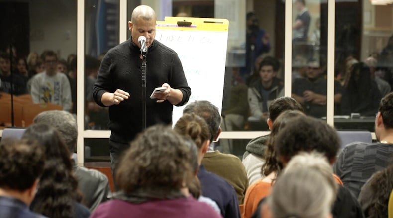 Students gather at Xavier University to discuss ongoing ICE operations. DREW TANNER/WCPO/CONTRIBUTED