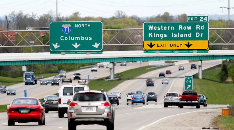 Vehicles travel northbound 71 toward the Western Row Road/Kings Island Drive exit May 2, 2014, in Warren County. NICK DAGGY / FILE PHOTO