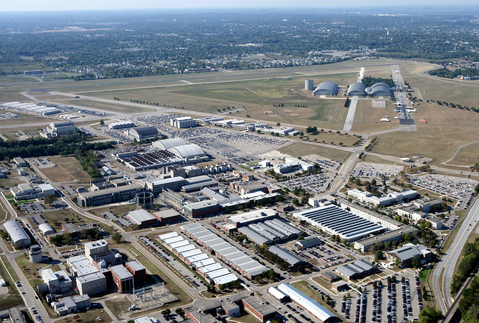 Aerial view of Wright-Patterson Air Force Base Area B where major parts of the Air Force Research Lab are located.  A congressional committee tasked with cutting as much as $1.5 trillion out of the federal budget within the next 10 years may have to target defense spending.