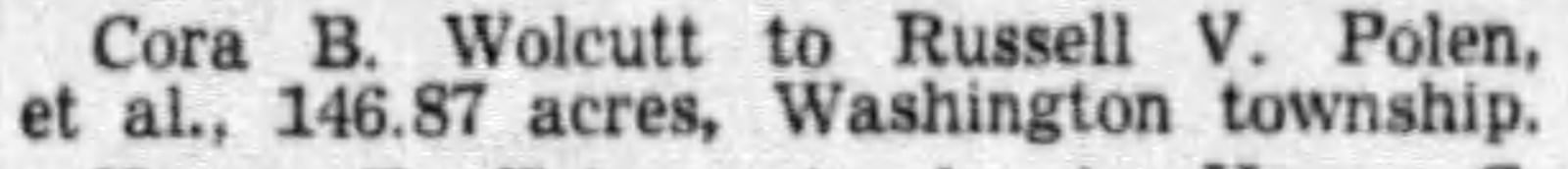 A Dayton Journal Herald notice from 1940 marking the sale of the Bigger farm property to Russell Polen.