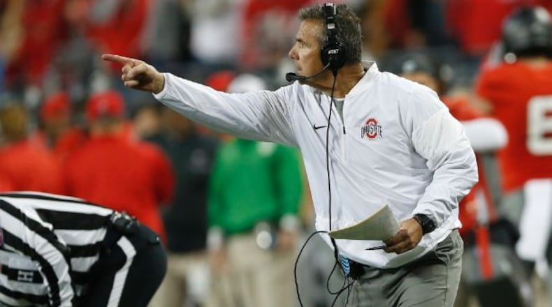 Coach Urban Meyer during Ohio State’s 62-3 victory over Nebraska on Saturday night. JONATHAN QUILTER | THE COLUMBUS DISPATCH