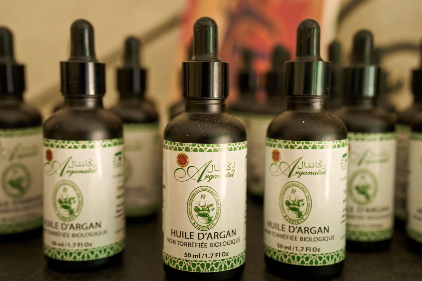 Argan based products are displayed for sale at a cooperative that extracts and produces argan oil, in Essaouira, Morocco, Thursday, May 22, 2025. (AP Photo/Mosa'ab Elshamy)