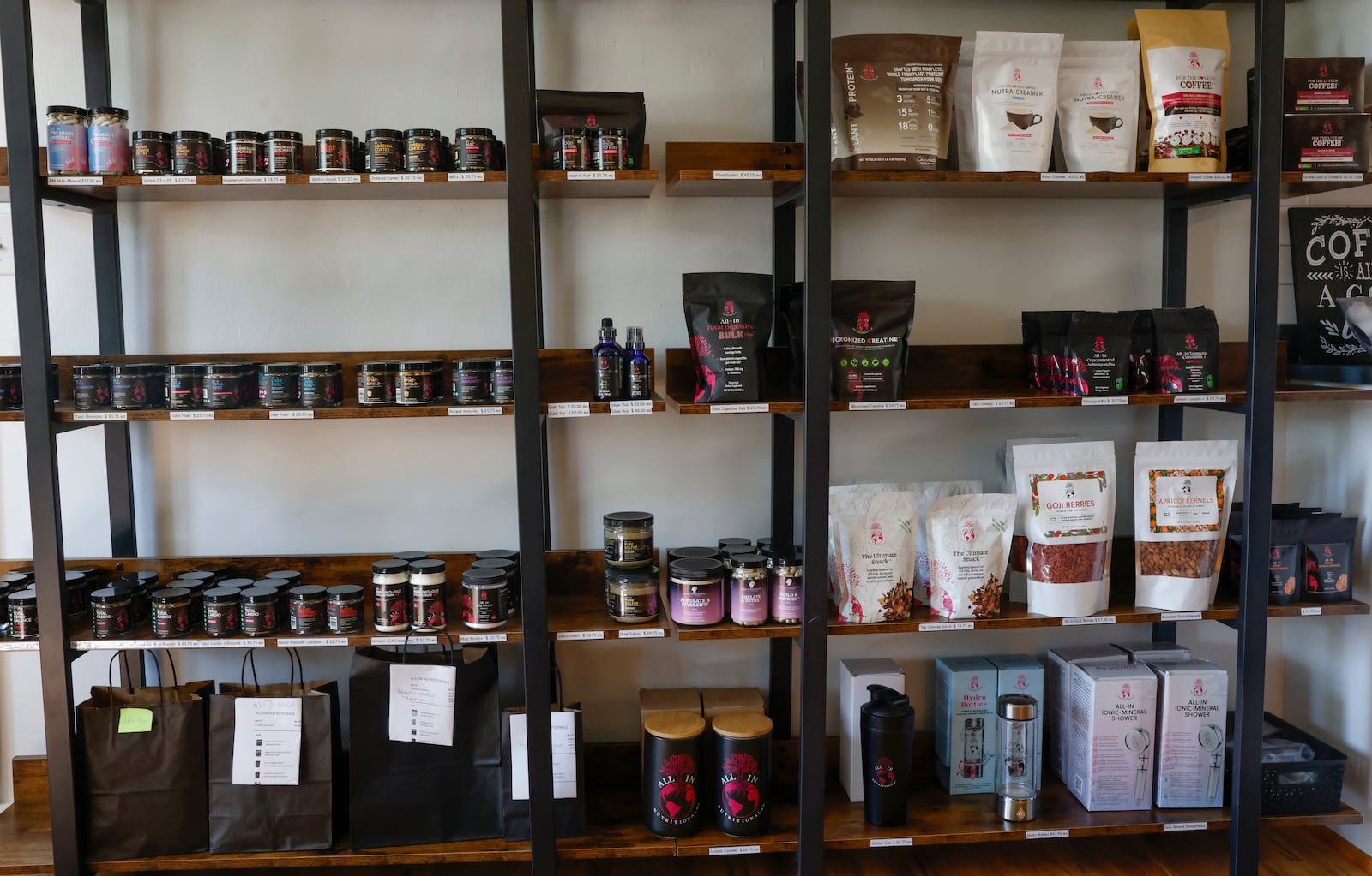Nutritional products are available to be bought at All-In Nutritionals on Monday, September 29, 2025, in Springfield. JOSEPH COOKE/STAFF
