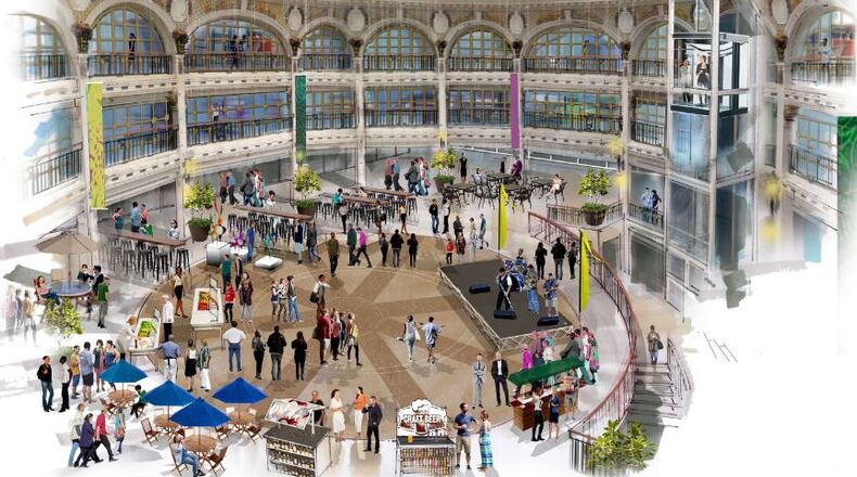 An artist’s rendering of what the rotunda inside the Dayton Arcade will look like when renovated. CONTRIBUTED