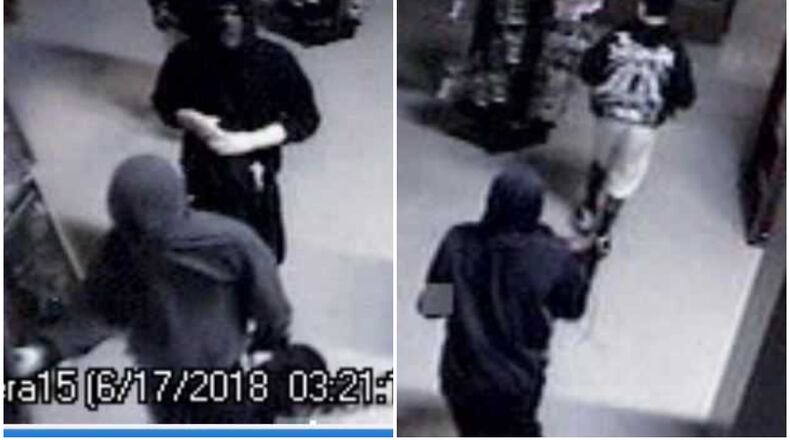 Police are looking for at least five people who stole 50 firearms from a Sharonville gun store Sunday, authorities said.